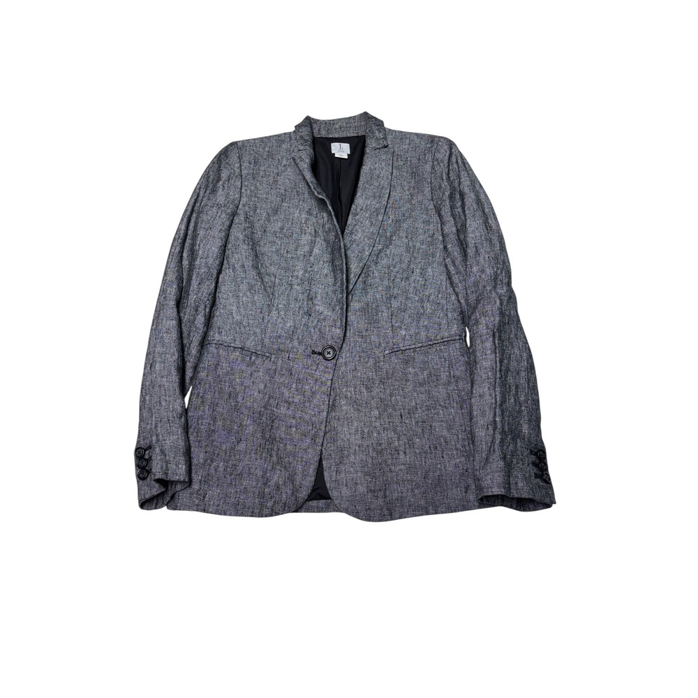 J. Crew Womens 100% Linen Single Button Blazer Charcoal Grey L1150 Size 0